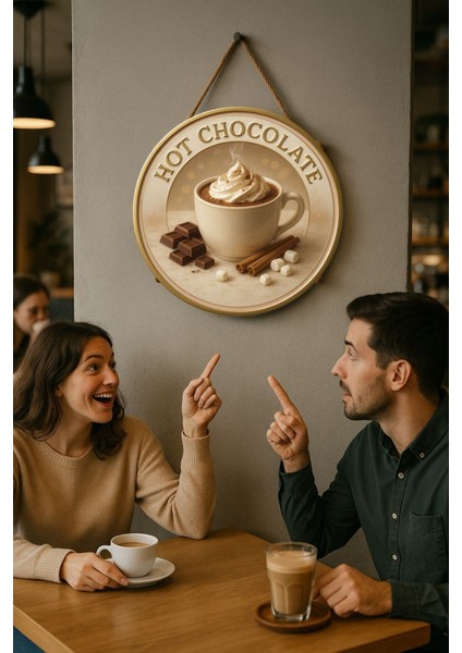Hot Chocolate Temalı Kapı Süsü Tablosu – Sıcak Çikolata Konseptli Uv Baskılı Dekoratif Kışlık Dekor