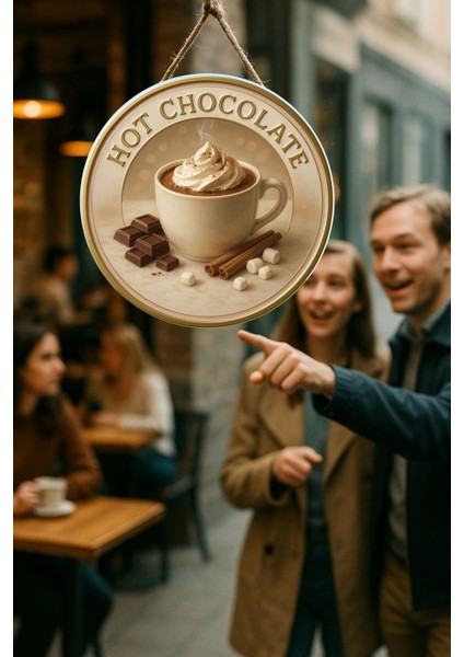 Hot Chocolate Temalı Kapı Süsü Tablosu – Sıcak Çikolata Konseptli Uv Baskılı Dekoratif Kışlık Dekor fiyatları