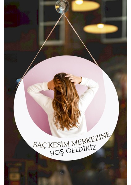 Güzellik Salonu Cam Kapı Pano Karşılama Tabelası, Kadın Kuaför Dükkan Süsü, Askılı Cam Kapı Tablosu