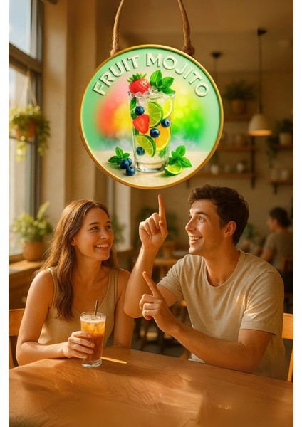 Fruit Mojito Temalı Kapı Süsü Tablosu – Meyveli Uv Baskılı Ferahlatıcı Cafe Restoran Duvar Dekoru