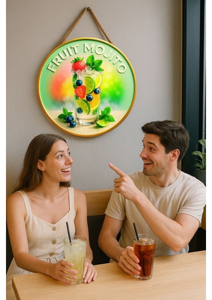 Fruit Mojito Temalı Kapı Süsü Tablosu – Meyveli Uv Baskılı Ferahlatıcı Cafe Restoran Duvar Dekoru modelleri