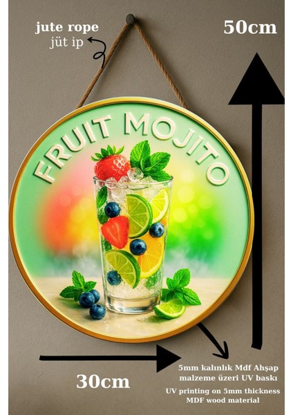 Fruit Mojito Temalı Kapı Süsü Tablosu – Meyveli Uv Baskılı Ferahlatıcı Cafe Restoran Duvar Dekoru fırsatları