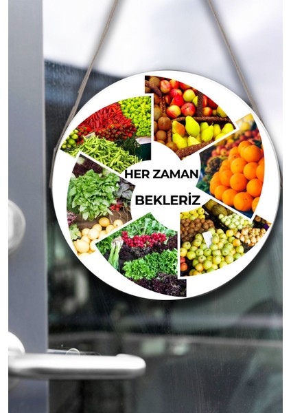 Manav Dükkanı Kapı Duvar Pano Karşılama Tabelası, Pazar, Manav, Hal Için Ipli Karşılama Süs Tablosu