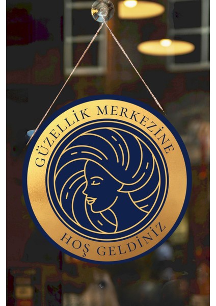 Güzellik Salonu Cam Kapı Pano Karşılama Tabelası, Kadın Kuaför Dükkan Süsü, Askılı Cam Kapı Tablosu