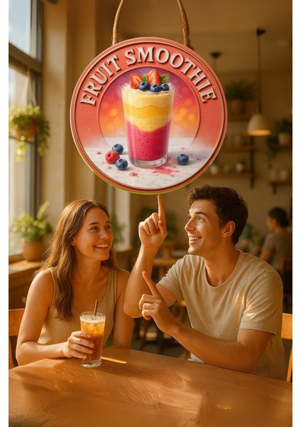 Fruit Smoothie Temalı Kapı Süsü Tablosu – Renkli Meyveli Uv Baskılı Yazlık Cafe Büfe Duvar Dekoru