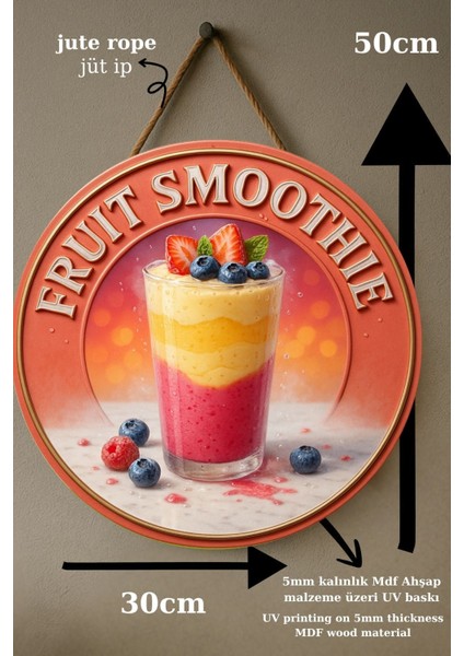 Fruit Smoothie Temalı Kapı Süsü Tablosu – Renkli Meyveli Uv Baskılı Yazlık Cafe Büfe Duvar Dekoru fırsatları