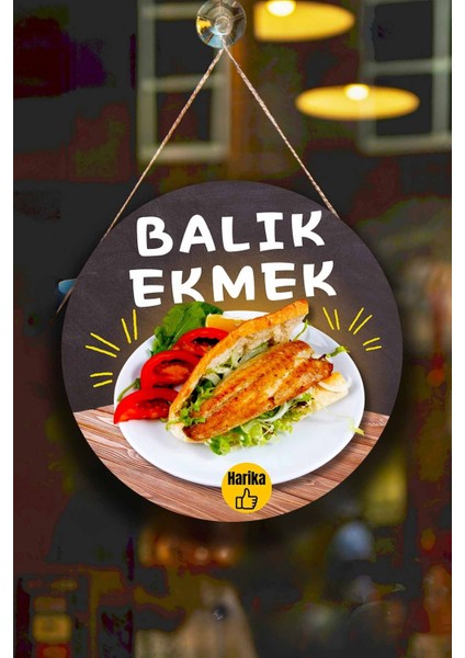 Balık Ekmek Tabelası – El Yapımı Ahşap Çift Taraflı Askılı Dükkan Tablo & Sokak Lezzeti Dekoru fiyatları