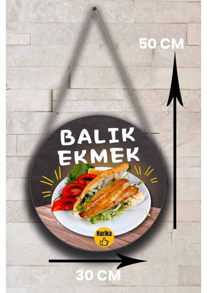 Balık Ekmek Tabelası – El Yapımı Ahşap Çift Taraflı Askılı Dükkan Tablo & Sokak Lezzeti Dekoru fırsatları