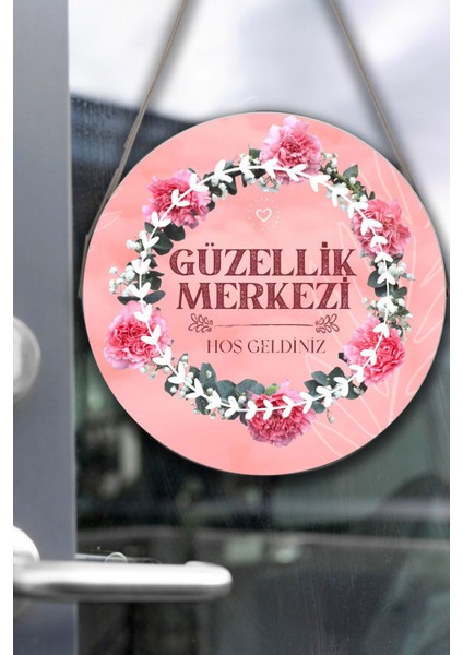 Güzellik Salonu Cam Kapı Pano Karşılama Tabelası, Kadın Kuaför Dükkan Süsü, Askılı Cam Kapı Tablosu