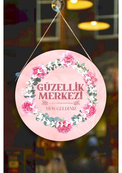 Güzellik Salonu Cam Kapı Pano Karşılama Tabelası, Kadın Kuaför Dükkan Süsü, Askılı Cam Kapı Tablosu fiyatları