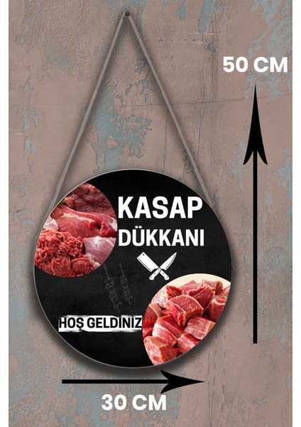 Kasap Dükkanı Cam Kapı Pano Karşılama Tabelası, Kasap Iç Mekan Için Askılı Dükkan Süs Tablo Dekoru modelleri