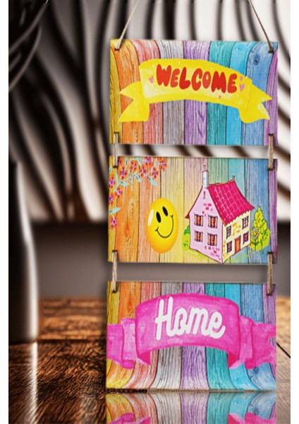 Welcome Home Kapı ve Duvar Süsü 3'lü Tablo modelleri