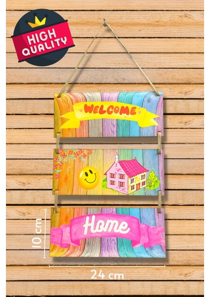 Welcome Home Kapı ve Duvar Süsü 3'lü Tablo indirimleri