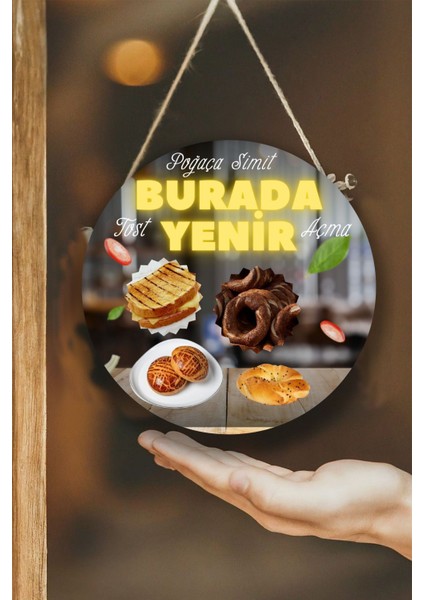 Cafe, Restoran, Büfe Cam Kapı Pano Karşılama Tabelası, Yemek Resimli Askılı Dükkan Süs Tablo Dekoru