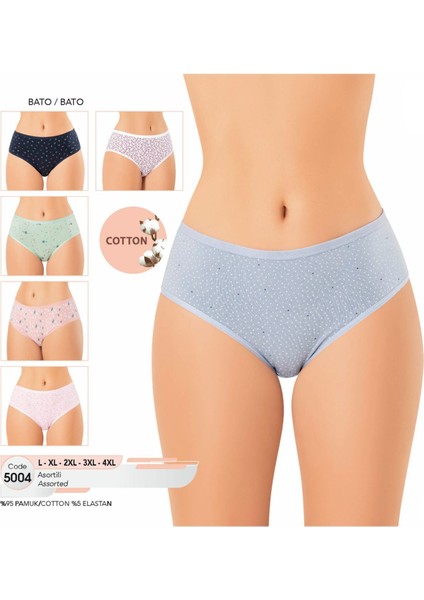 Iç Giyim Kota Pamuk&likra (6 Adet) Slip Bato Külot Büyük Bedenli
