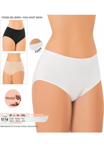 Iç Giyim Kota Modal Kumaş (6 Adet) Yüksek Bel Iz Yapmaz Külot