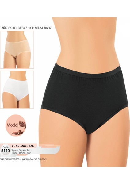 Iç Giyim Kota Modal Kumaş (6 Adet) Yüksek Bel Bato Külot Büyük Bedenli