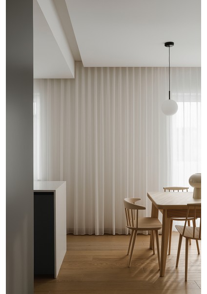 Dökümlü Düz Tül Perde - Koyu Krem - Pileli Dikim 1x2,5 Pile - KL544