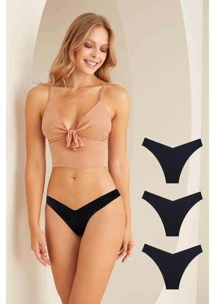 Iç Giyim Nbb 3'lü Lazer Iz Yapmaz V Shape Brazillian Külot