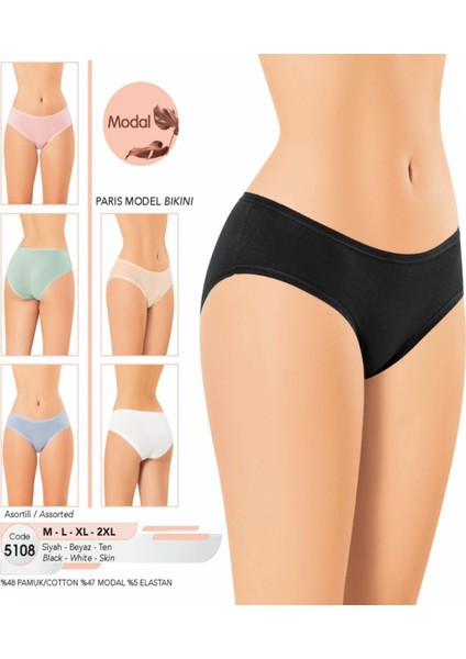 Iç Giyim Kota Modal Kumaş (6 Adet) Bikini Külot Asortili Paket