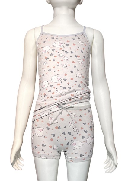 Likra Empirme Kız Ip Askılı Şortlu Takım 6960( 1 Adet Takım)