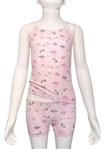 Likra Empirme Kız Ip Askılı Şortlu Takım 6960( 1 Adet Takım)