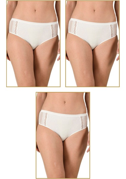 3'lü Paket Kadın Modal Pamuklu Dantelli Bato Külot