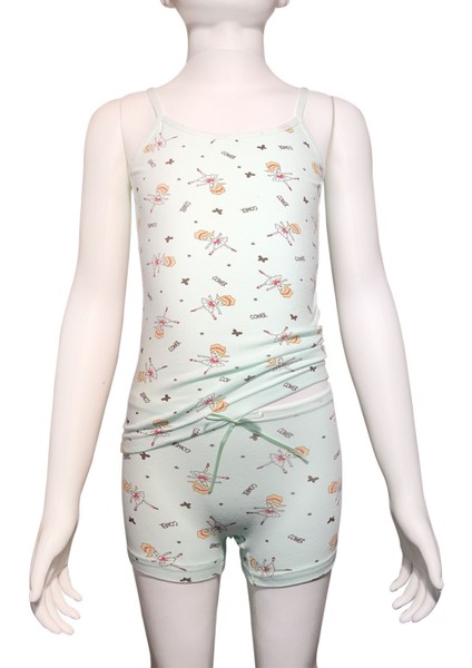 Likra Empirme Kız Ip Askılı Şortlu Takım 6960( 1 Adet Takım)