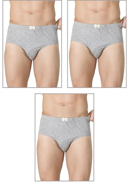 3'lü Paket Erkek Pamuklu Penye Süprem Esnek Rahat Slip Külot Büyük Bedenli