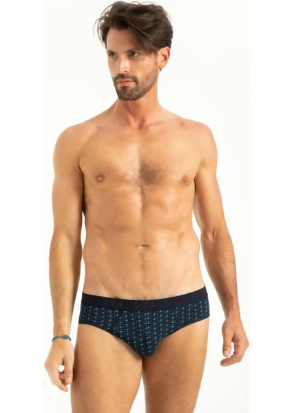 Iç Giyim Kalın Lastik Baskılı Pamuk Kumaş Erkek Slip 3'lü Paket