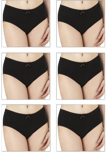 6'lı Paket Kadın Ribana Esnek Pamuklu Yüksek Bel Bato Külot Büyük Bedenli