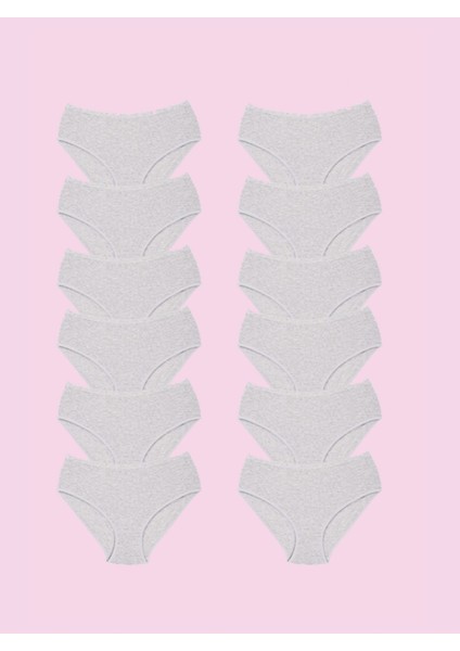 %100 Pamuk Ribana Slip Külot 106 Eko Paket (12 Adet)