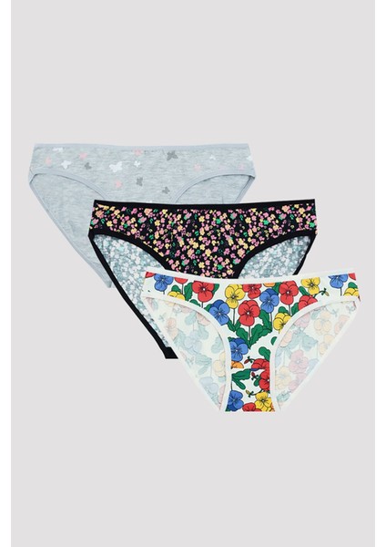 Iç Giyim Nbb Renkli Desenli 3'lü Slip Külot fırsatları