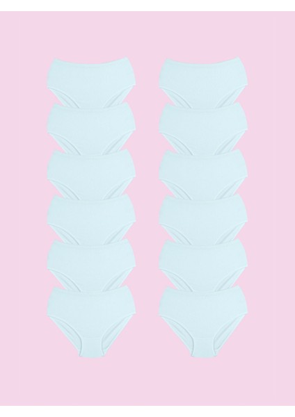 %100 Pamuk Ribana Slip Külot 106 Eko Paket (12 Adet)