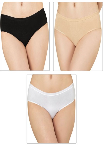 Kadın 3'lü Paket Pamuklu Büyük Beden Aralığı Esnek Yüksek Bel Battal Boy Bato Külot