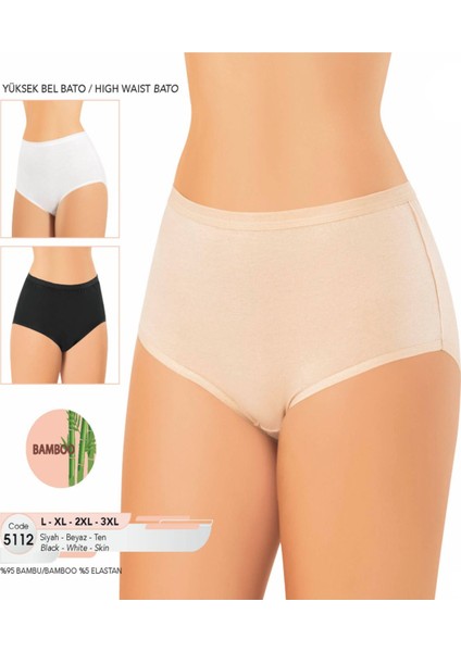 Iç Giyim Kota Bambu (6 Adet) Yüksek Bel Bato Slip Büyük Beden Külot