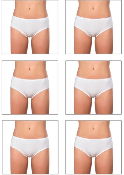 6'lı Paket Kadın Pamuklu Likralı Süprem Yüksek Bel Bato Külot