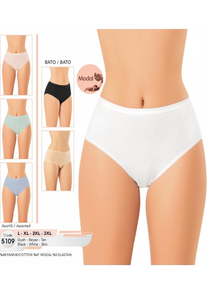 Iç Giyim Kota Modal Kumaş (6 Adet) Bato Külot Asortili Paket Büyük Bedenli