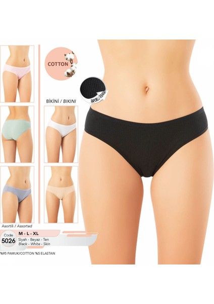 Iç Giyim Kota Pamuk&likra Roparlu Ribana (6 Adet) Bikini Külot