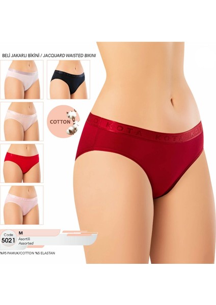 Iç Giyim Kota Pamuk&likra Beli Jakarlı (6 Adet) Bikini Külot