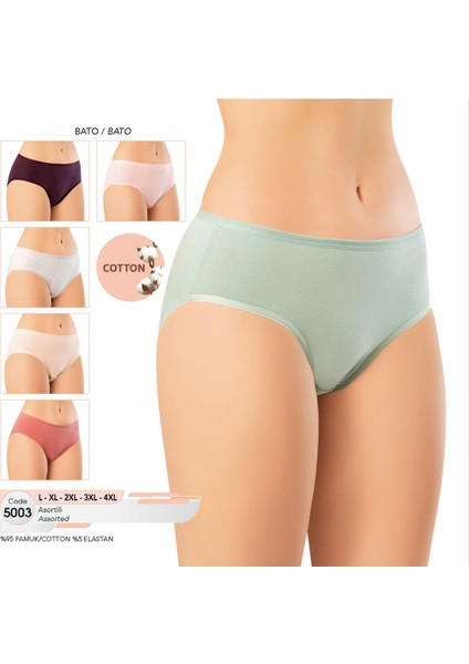 Iç Giyim Kota Pamuk&likra (6 Adet) Slip Bato Külot Büyük Bedenli