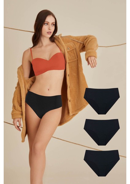 Iç Giyim Nbb 3'lü Lazer Iz Yapmaz Yüksek Bel Renkli Külot