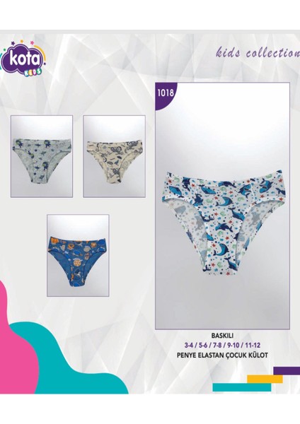 Iç Giyim (6 Adet) Kota Erkek Çocuk Baskılı Likralı Slip