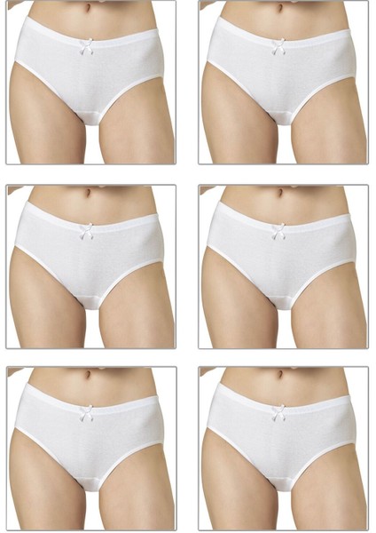 6'lı Paket Kadın Ribana Esnek Pamuklu Yüksek Bel Bato Külot Büyük Bedenli