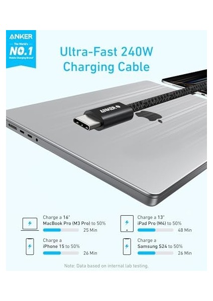 Zolo USB C To C 240 W Hızlı Şarj Örgülü 1 M Kablo A8060, Siyah modelleri