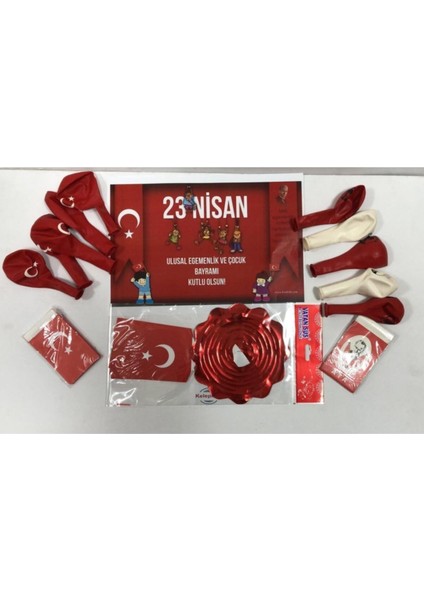 23 Nisan Temalı Süs Seti, Renkli Dekor ve Parti Aksesuarları