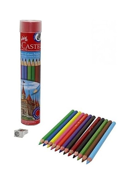 Kuru Boya Kalemi, Kırmızı Metal Tüp Kutu, 12 Renk, Tam Boy, Kalemtıraş Hediyeli, Yumuşak Mineli, Kırılmaya Dayanıklı Uçlar, Kolay Açılır fiyatları