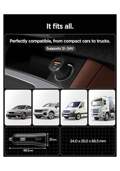 48W Usb-C 2 Port Araç Içi Hızlı Şarj Aleti Pps Destekli Akım Korumalı Güç Adaptörü iPhone & Android & iPad Type-C Pd 3.0 30W + Qc 3.0 18W - ACP08447 fiyatları