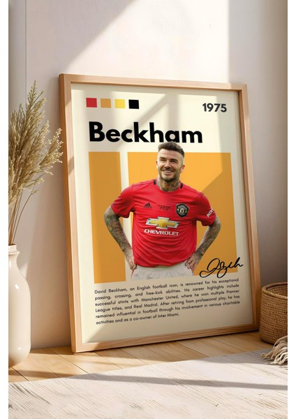David Beckham Çerçeveli Tablo - Dekoratif Çerçeveli Futbolcu Poster Tablo