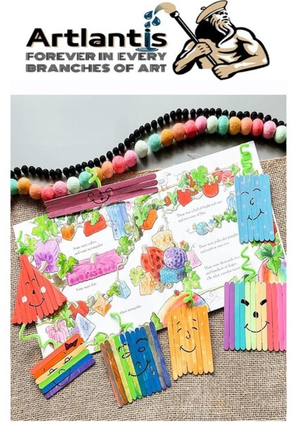 Renkli Ahşap Dar Dili Çubuk 250 Adet, Hobi ve Proje Malzemesi fiyatları